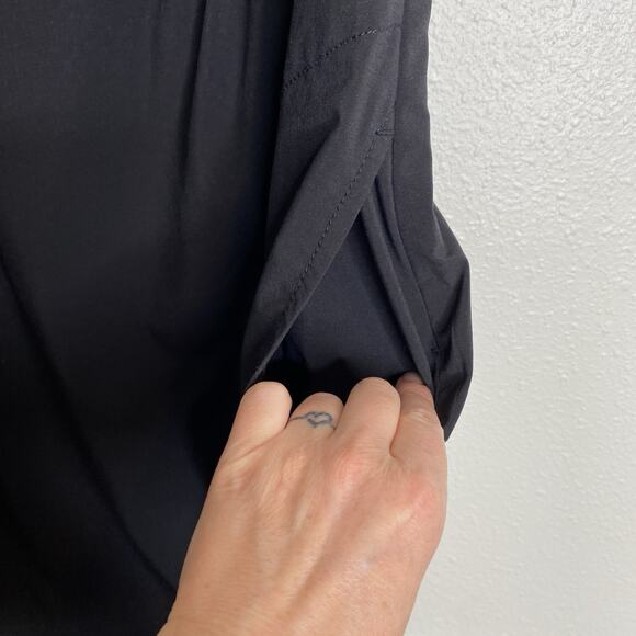 Athleta Dahlia Dress Faux Wrap Sleeveless Pockets A-Line‎ Casual Classic Black 2 - Picture 5 of 7